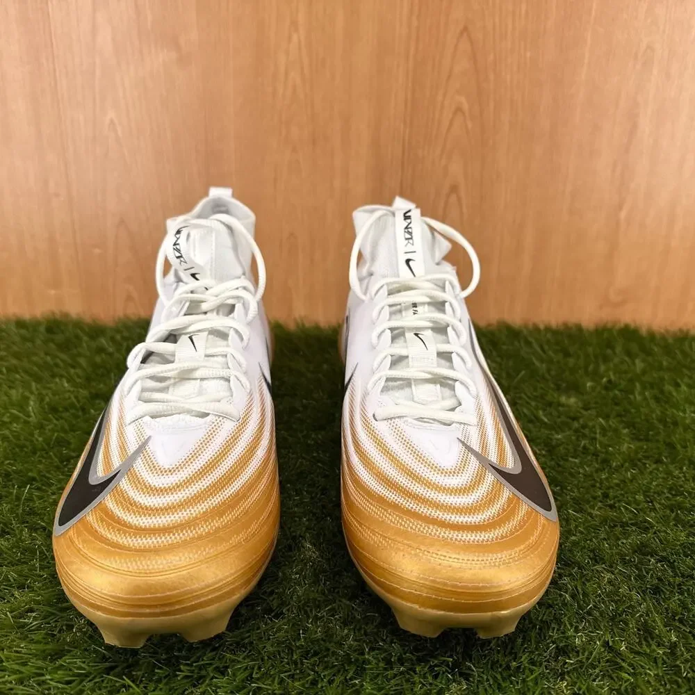 Nike Zoom Air Vapor Pro 1 White Metallic Gold Football Cleats FB3298-103 Sz 13